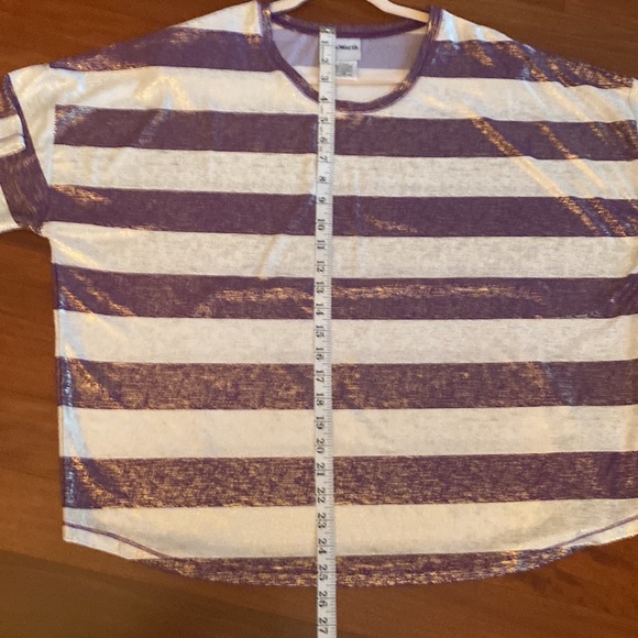 Bon Worth NWT Womens Purple, Cream & Gold Striped Short Sleeve Top - Size LP - Picture 12 of 16